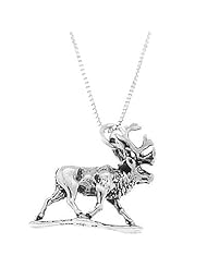 Sterling Silver Three Dimensional Large Walking Moose Necklace