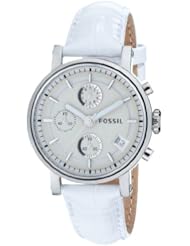 Fossil Womens ES2202 White Leather Bracelet White Analog Dial Multifunction Watch