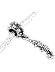 Sterling Silver Small Alligator Dangle Bead Charm
