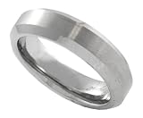 Tungsten Brushed Satin Band with Polished Bevel Edges