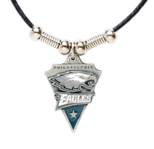 Philadelphia Eagles Leather Necklace Beads & Pewter Pendant – NFL Football Fan Shop Sports Team Merchandise