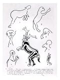 Anthropoid Figures in Prehistoric Caves Art Giclee Poster Print by French School, 18x24