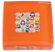 Murano Glass Paperweight, Embedded Circular Millefiori, Orange, Gift Boxed