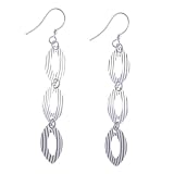 EXP Sterling Silver Triple Oval Dangle Earrings