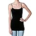 Khanomak Women's Plain Long Spaghetti Strap Tank Top Camis Basic Camisole Cotton (Small, Black)
