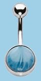Agate Fan Fireball Navel Bar 14 gauge by 3/8 in length