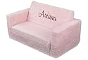 Personalized Lil Lounger Powder Pink Chenille - Embroidery Script Print Color Brown - Art
