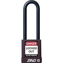 Zing RecycLock Lockout/Tagout Padlock, Keyed Alike, 1-3/4" Body Length, 3" Shackle Clearance