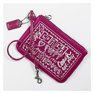 NEW AUTHENTIC COACH POPPY PATENT LEATHER SMALL WRISTLET 42868 (Magenta)
