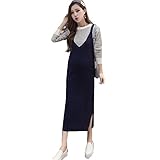 (リアンジュ・アイ)Liange・ai レディース マタニティ 女性 ニットワンピース 産前 産後 秋 冬 3色 フリーサイズ ブルー オリジナルミニポーチ付き (ブルー)