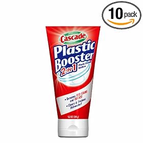 Cascade Plastic Booster 2-In-1 Plastic Cleaning Additive,  6.8-Ounce Tubes (Pack of 10)