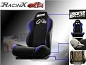 Black with Blue Universal Racing Seats - Pair