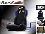 Black with Blue Universal Racing Seats - Pair