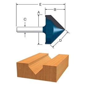 BOSCH 85220M V-Groove 1-1/4-Inch Diameter 7/8-Inch Cut 1/4-Inch Shank Router Bit
