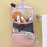 Royce Leather Hanging Toiletry Bag, Carnation Pink