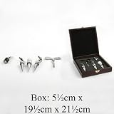 Review   / Wooden Boxed 5 Piece Golf Bar Set - 3 Stoppers/Opener/Pourer