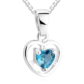 Heart Cut London Blue Topaz Pendant Necklace Sterling Silver by Blue-Topaz Necklaces