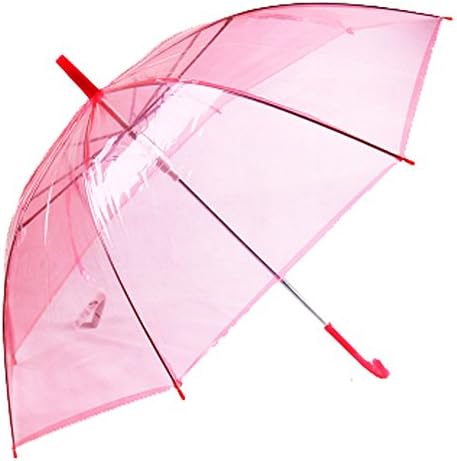 Uniumbrella Auto Open Transparent Clear Stick Rain Umbrella, Red