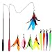 MeoHui Cat Toys for Indoor Cats, Interactive Cat Toy 2PCS Retractable Wand Toy and 9PCS Cat Feather Toys Refills, Funny Kitten Toys Cat Fishing Pole Toy for Bored Indoor Cats Chase and Exercise
