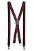 Women Suspender Elastic Adjustable X-Back With Leather Trim Drop Clip - Burgundy Maroon (Regular, 46