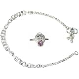 Jewelry Set Pair of Silver Anklet and Toe Ring Indian Foot Jewelry 34 gms. 10.25 " (anklt557)