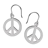 Sterling Silver High-Polished Peace Sign Earrings