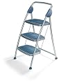 Polder LDR-6103 3-Step Designer Step Stool with Rail, Argento Silver
