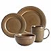 Rachael Ray Cucina Dinnerware 16-Piece Stoneware Dinnerware Set, Mushroom Brown