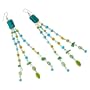 Dangle Chain Long Earrings with Lime and Turquoise Beads