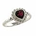 Sterling Silver Genuine Garnet Stone Heart Ring