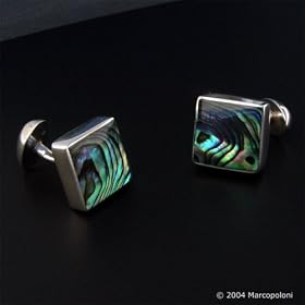 Paua and Sterling Silver Square Cufflinks
