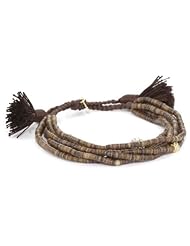 Tai Brown Shells and Crystal Beads Multi-Strand Bracelet