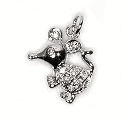 Sterling Silver Pendant - Mouse - Clear Cubic Zerconia - 19mm Height