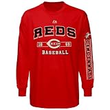 MLB Men's Cincinnati Reds Past Time Original Long Sleeve Basic Tee, Athletic Red, Medium