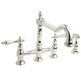 Giagni H1-PC Polished Chrome Hudson Hudson Bridge Kitchen Faucet with Lever Handles and Side Spray H