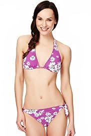 Halterneck Floral Sketch Bikini Top