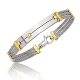 Subtil Diamant - Bracelet acier et or - Or Jaune 750/1000 - longueur 18 cm