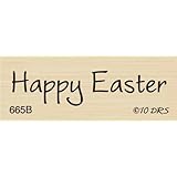 One Line Happy Easter Rubber Stamp By DRS Designs