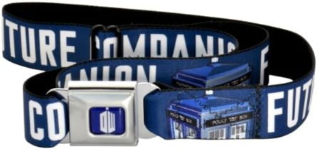 Buckle Down Men's Doctor Who "Future Companion" With Tardis Seatbelt Style Belt Medium Blue
