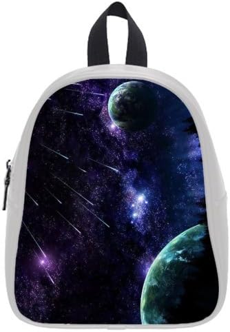 Backpack White/Black Galaxy Space Universe PU Leather Kid's School Bag (Small)