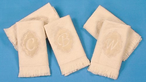 Monogrammed 100% Pure Cotton Fingertip Towels in Ivory - Q by Cotton Craft