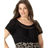 AK Anne Klein Plus Size Pointelle-Trim Short-Sleeve Sweater at Anne Klein