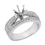 14K White Gold 0.79cttw Round Diamond Semi Mount Engagement Ring