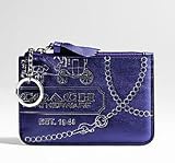 Coach Jewel Print Leather Skinny Case Bag Wallet with Key Chain 43298 Violet