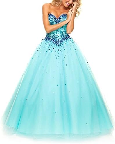 Lacemarry Sweetheart A-line Beading Sequin Tulle Long Prom Dress/ball Gown (18w, Blue)