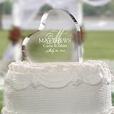 IMAGE OF Heart Shaped Personalized Wedding Cake Topper - Elegant Monogram