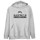 Black Belt In Kneeboarding Sports Mens Hoodie (Heather Gray, Sizes X-Small - XXX-Large)