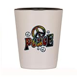 IMAGE OF Shot Glass White and Black of PEACE Peace Symbol