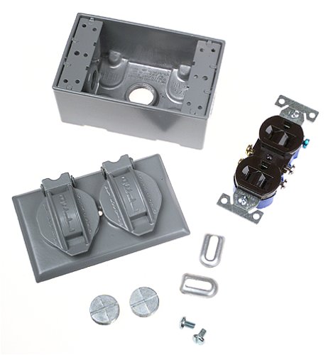 Hubbell Raco 5839-5 Cover and Duplex Receptacle Weatherproof Box, Gray Hubbell Raco 5839-5 Cover and Duplex Receptacle Weatherproof Box, Gray