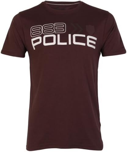 883 Police Men's Port Regular Fit Crew Neck Printed T-shirt Size XXL Brown
